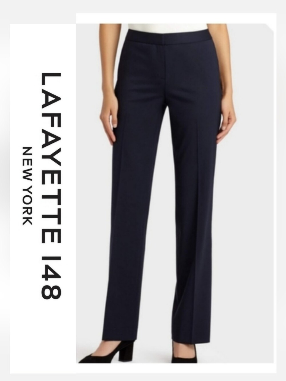 Lafayette 148 all seasons lightweight Italian wool blue trousers pants blue 12P